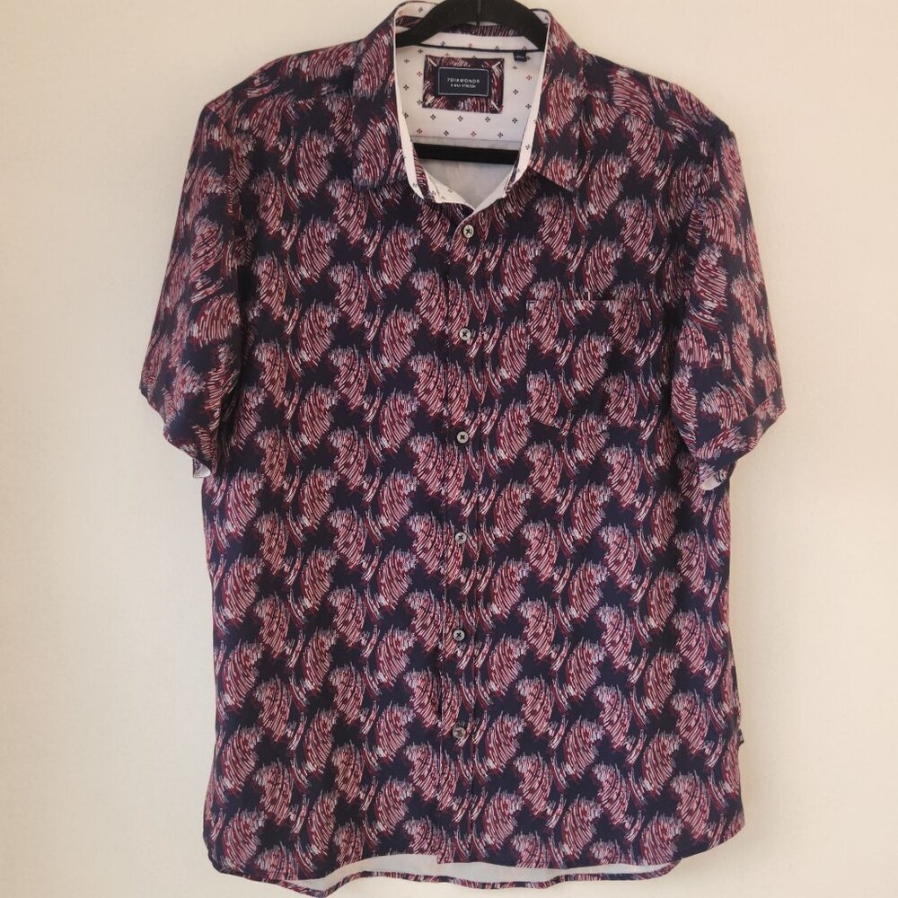 7 Diamonds 4 Way Stretch Short Sleeve Button Up Shirt Golfing Men's XL